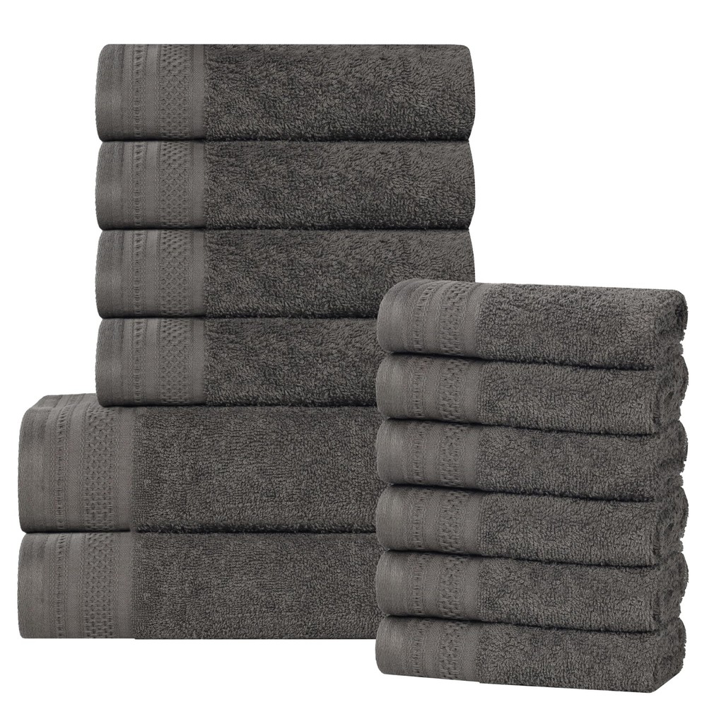 100% Cotton 500 GSM Honeycomb Bath Towel Set - 12 Pieces with Washcloths & Hand Towels