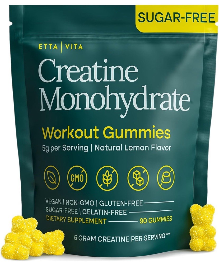 Etta Vita Sugar Free Creatine Monohydrate Supplement 90 Gummies Lemon 9/2026 NEW
