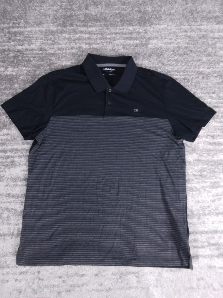 Calvin Klein Shirt Men’s Large Black Liquid Touch Polo Short Sleeve Cotton
