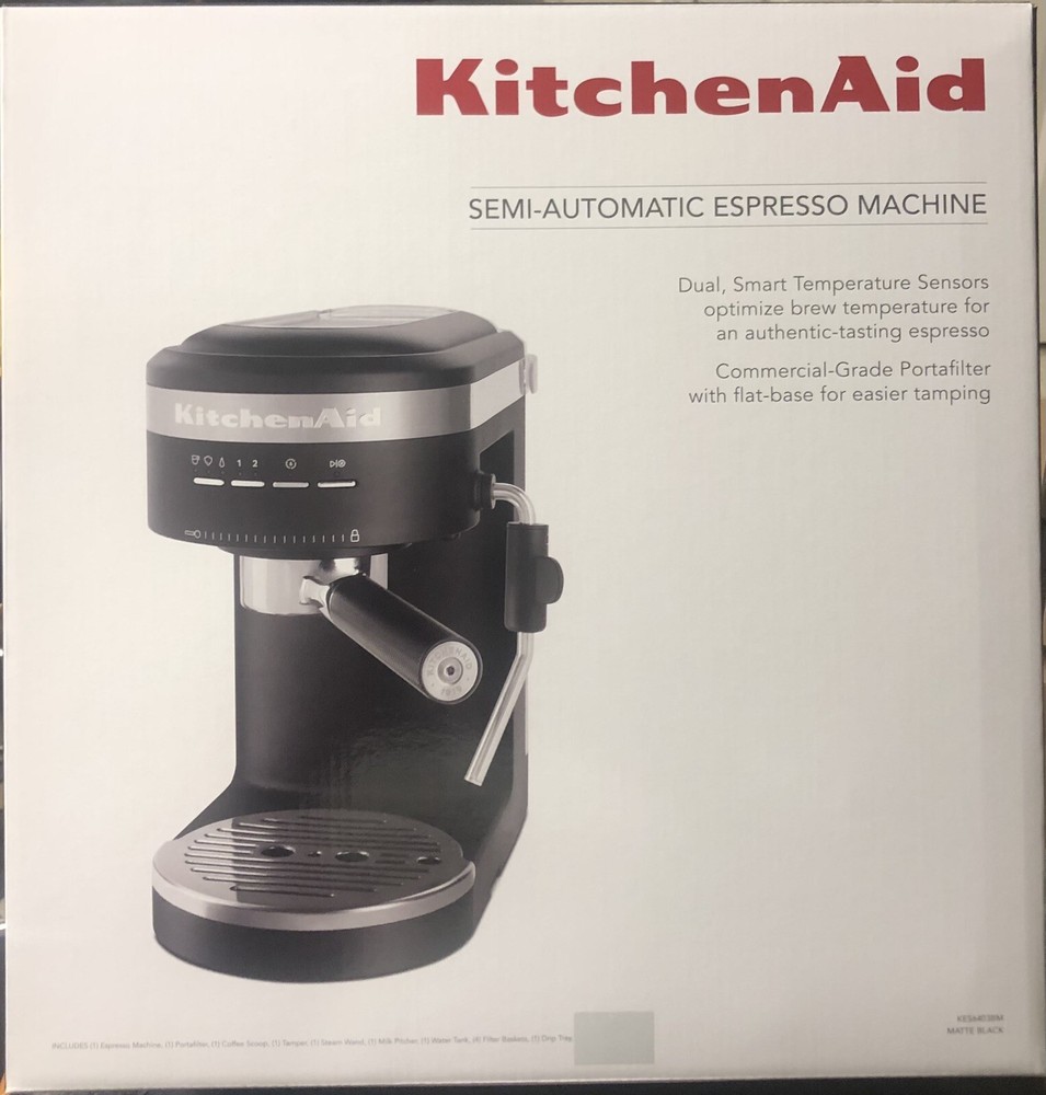 KitchenAid Semi Automatic Espresso Machine In Matte Black. N I B.