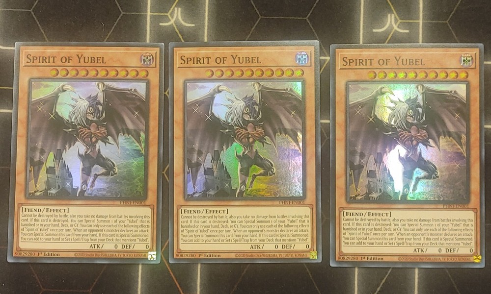 3x Spirit of Yubel PHNI-EN001 Super Rare 1st Edition NM YuGiOh Playset
