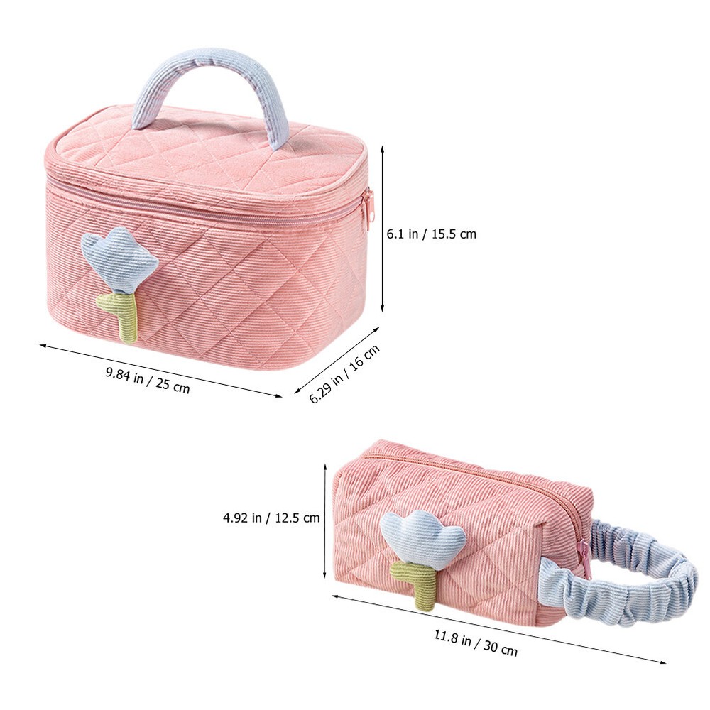 2Pcs Large Quilted Cosmetic & Toiletry Bags for Travel Essentials