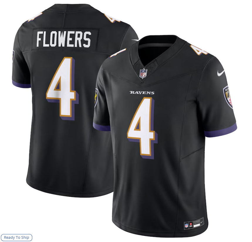 Baltimore Ravens Zay Flowers #4 Stitched Jersey Men's Size L