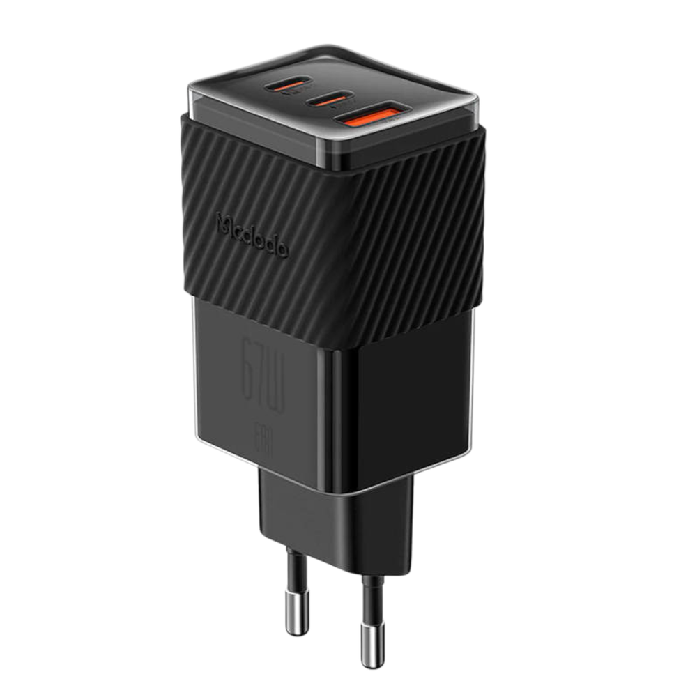 Netzteil USB Ladegerät Schnellladen 65W Ladegerät Handy 2x USB-C USB-A Schwarz