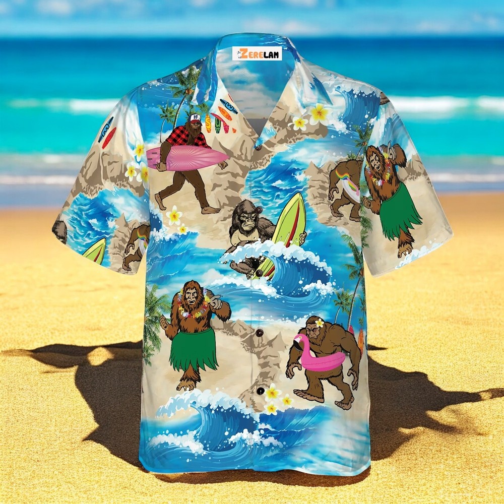 Bigfoots Are On Summer Vacation Hawaiian Shirt For Men US Size Summer Style