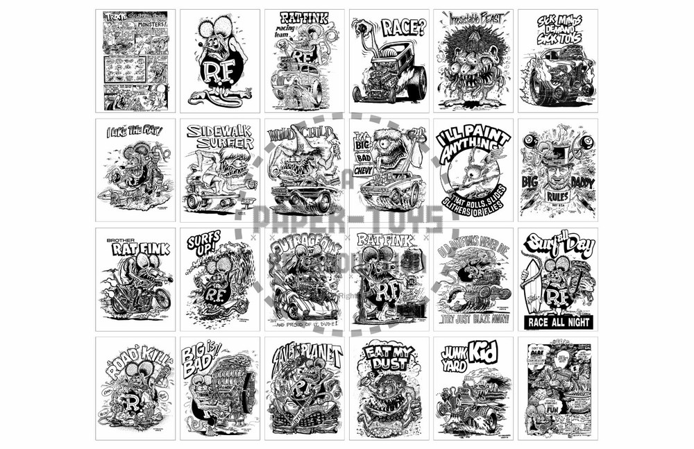 1992 Ed Big Daddy Roth Rat Fink Coloring Book Poster 11x17