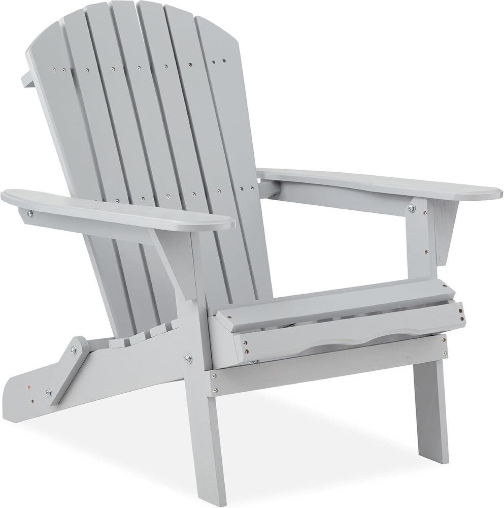 Folding Adirondack Chair Outdoor Wooden Accent Furniture Fire Pit Lounge Chairs