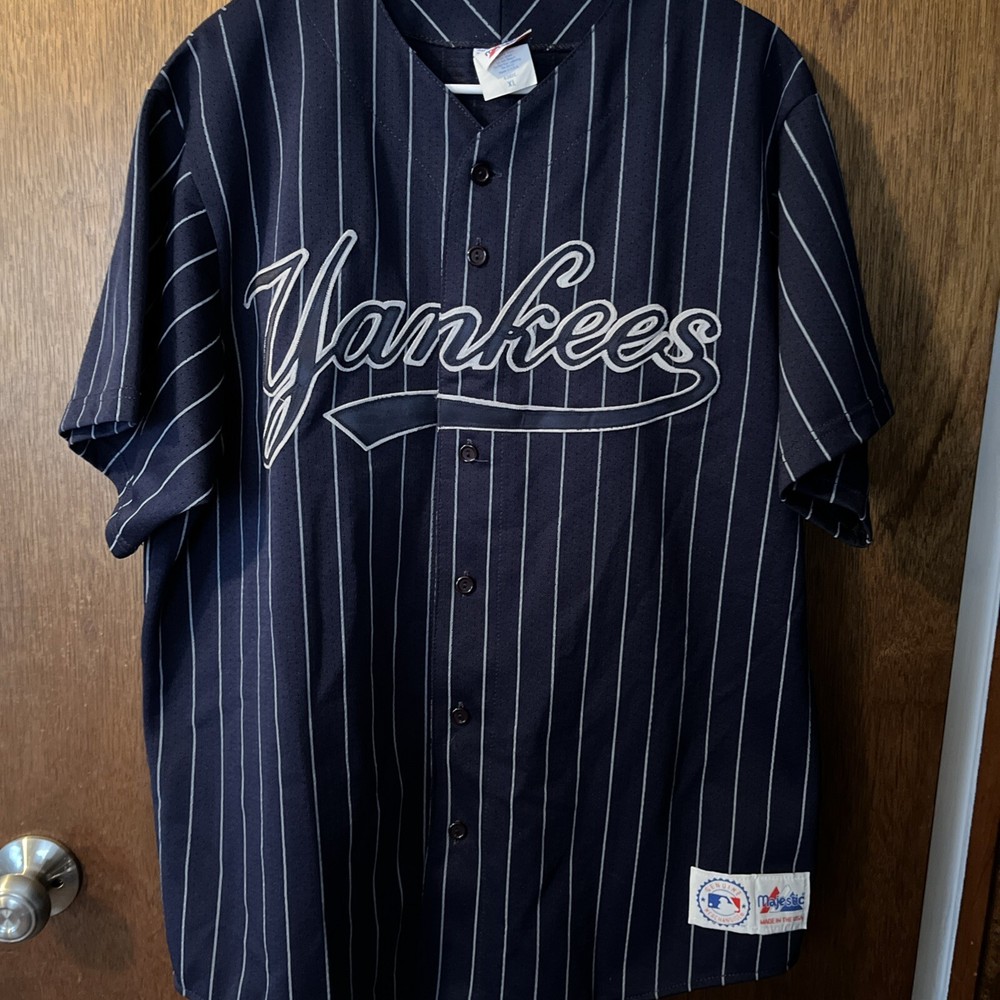 NY Yankees Blue Pinstripe Majestic Jersey XL NWOT (#109)
