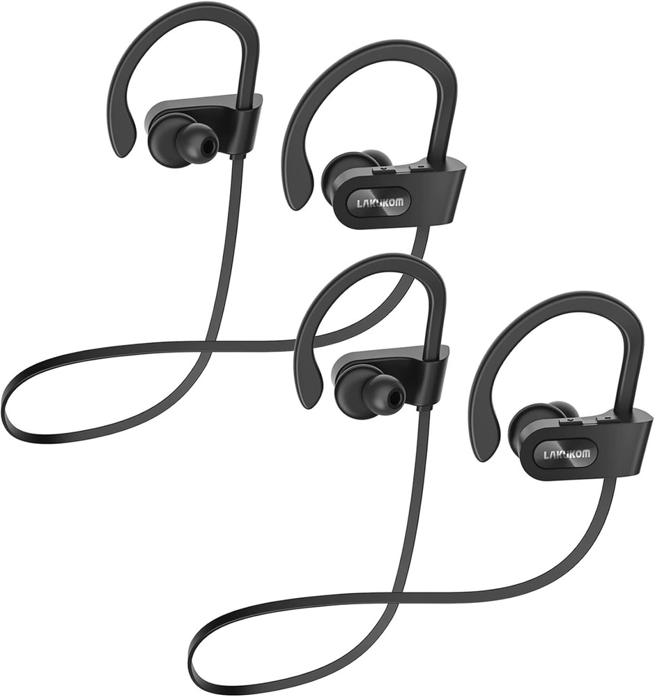 16H Deep Bass Sport Bluetooth Headphones with Mic in Black