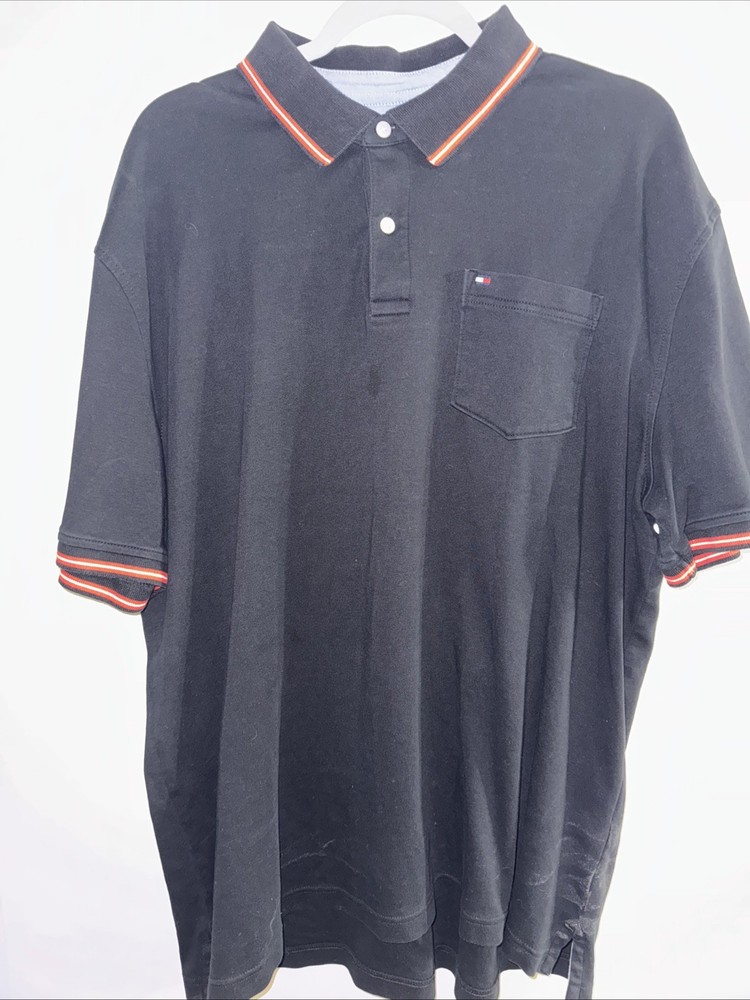 Tommy Hilfiger Men's Black XL Classic Polo Shirt with W Logo Pocket