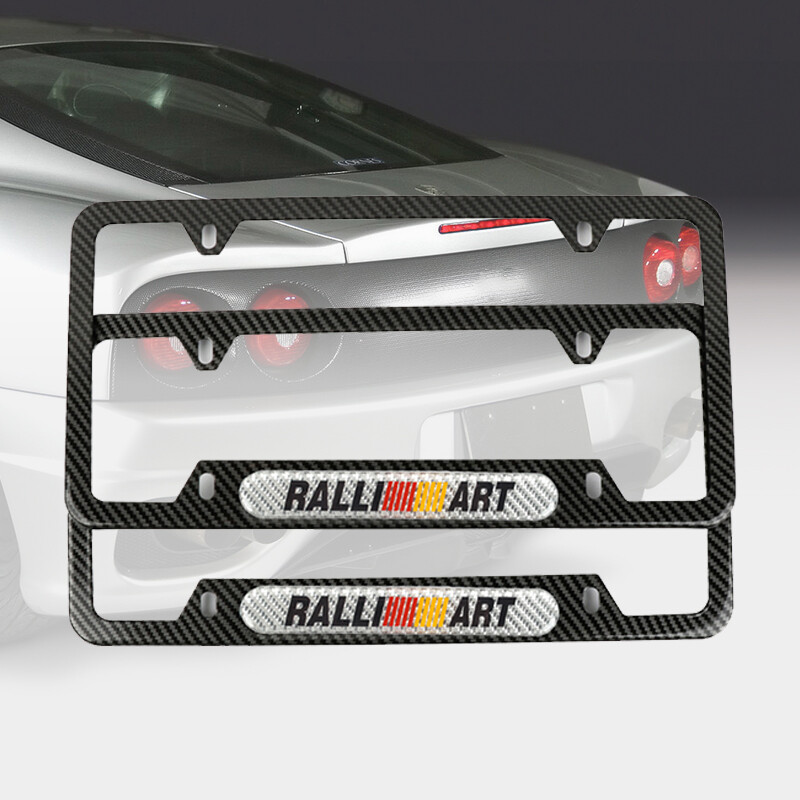 Ralliart Carbon Fiber Stainless Steel License Plate Frame with SV Emblem