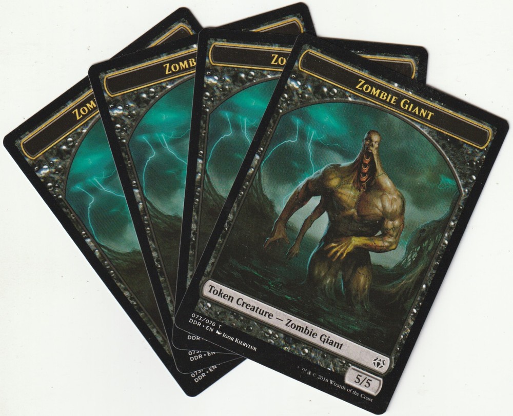 4 NM Magic the Gathering Zombie Giant Tokens DDR Black Playset EX