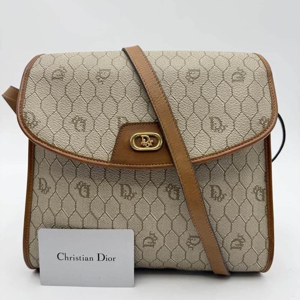 Dior Honeycomb PVC Leather Logo Shoulder Bag