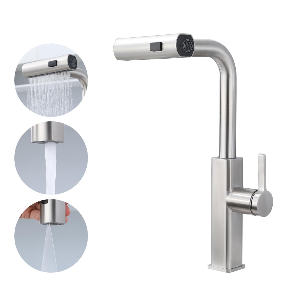 Faucet Extender 3 in 1 Sprayer Anti-Splash Sink Replacement Brushed Nickel