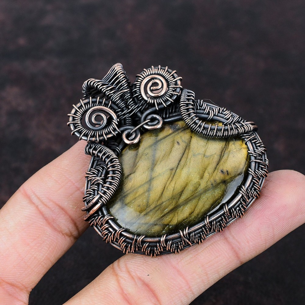 Christmas Sale Copper Labradorite Stone Wire Wrapped Handmade Sister New Pendant-image