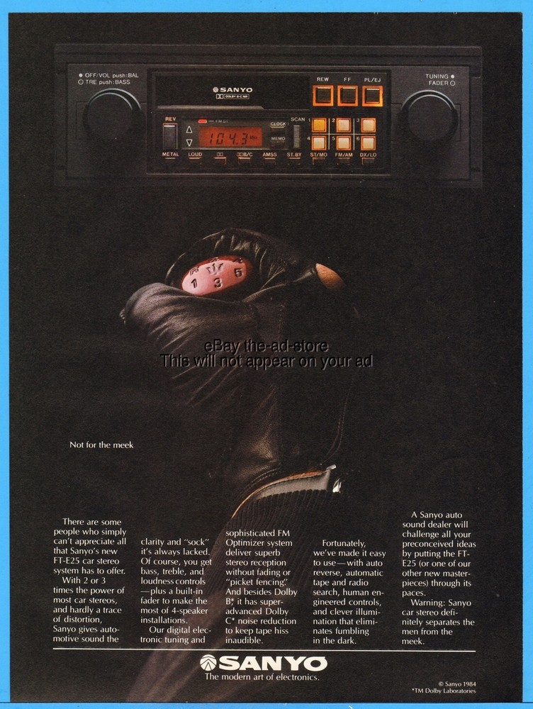 1984 Sanyo FT-E25 Car Stereo Cassette Tuner Original Vintage 1980s Photo Ad