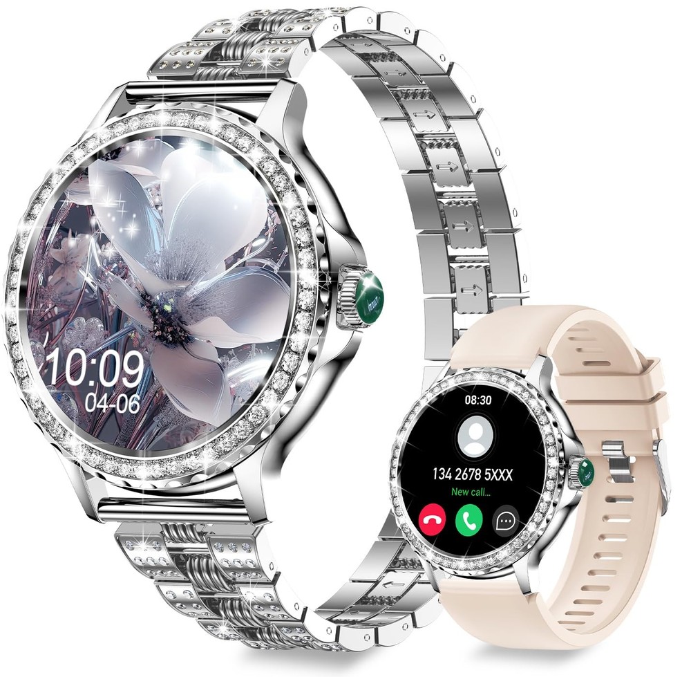 Elegant Smartwatch for Women with Diamonds 1.3 HD Bluetooth Call Function