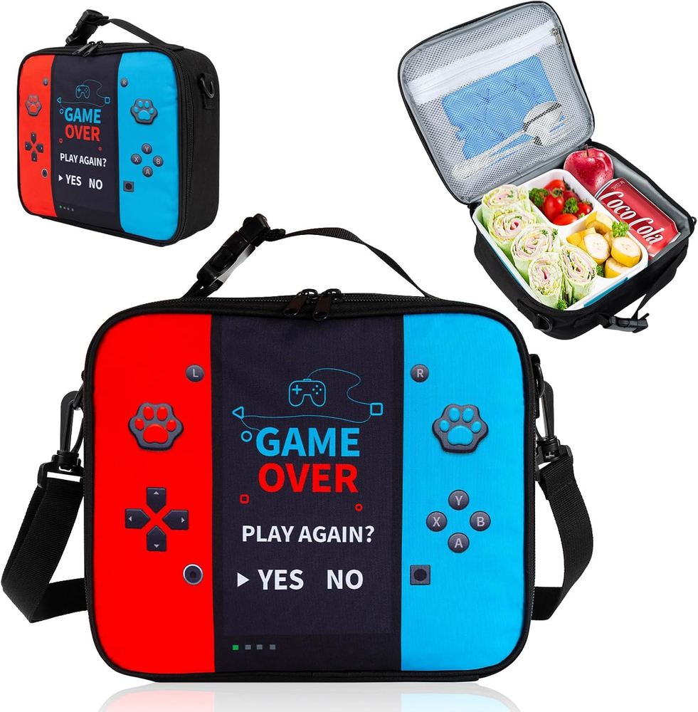 Game Console Insulated Lunch Bag lonchera for Teen Boy Kid Gamer Lunch Box Be...