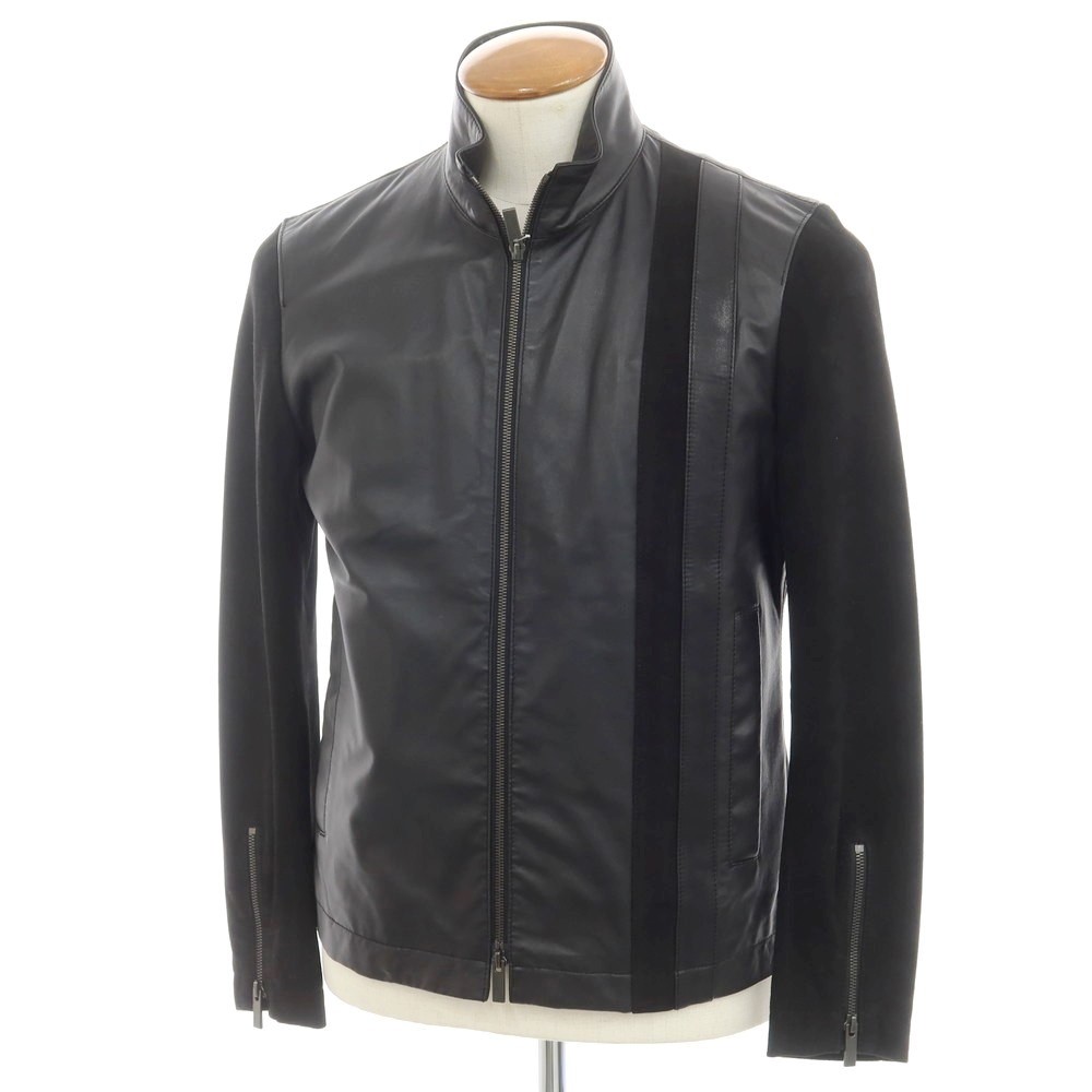 Joseph Lamb Black Leather Rider Jacket Size 46 for Men A/W