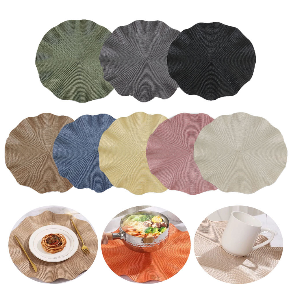 Woven Table Place Mats Heat-Resistant Dining Table Coaster Large Round Placemats