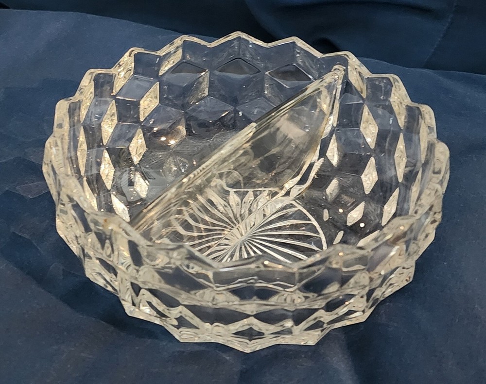 Fostoria American Crystal 2-Section Party Dish Bowl Supports Charity