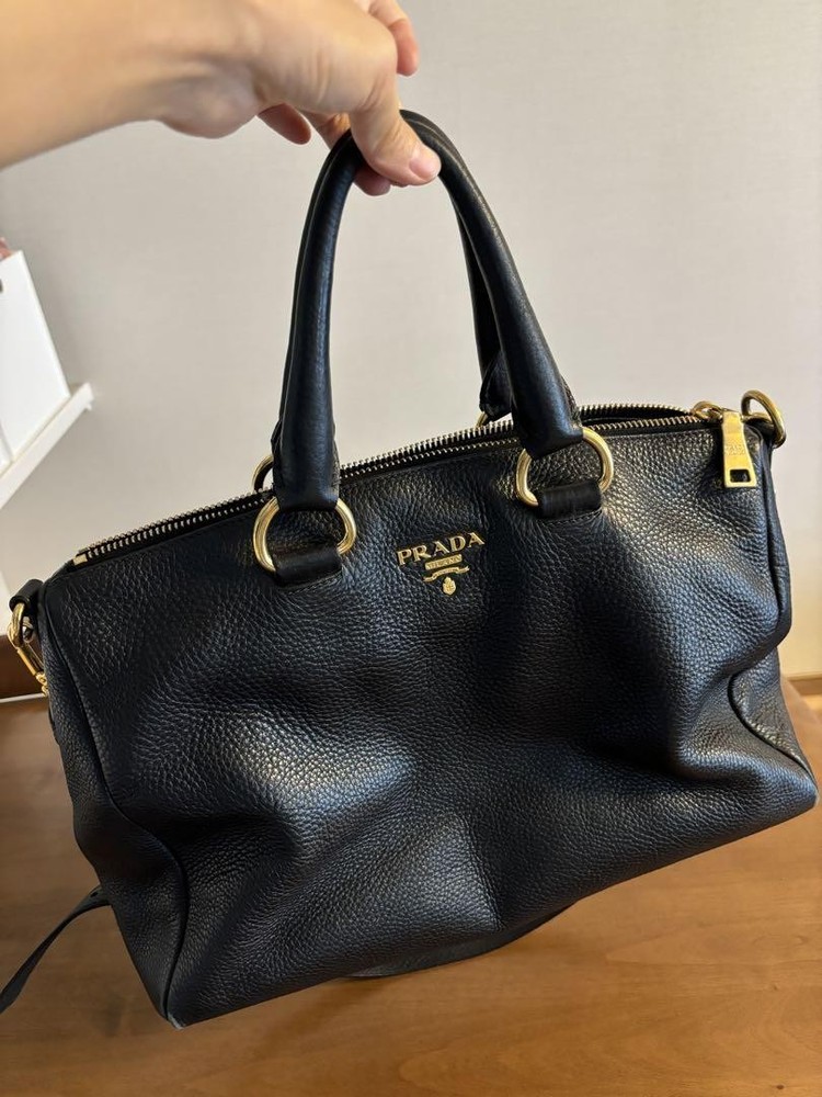 Prada Black Leather Tote Shoulder Bag
