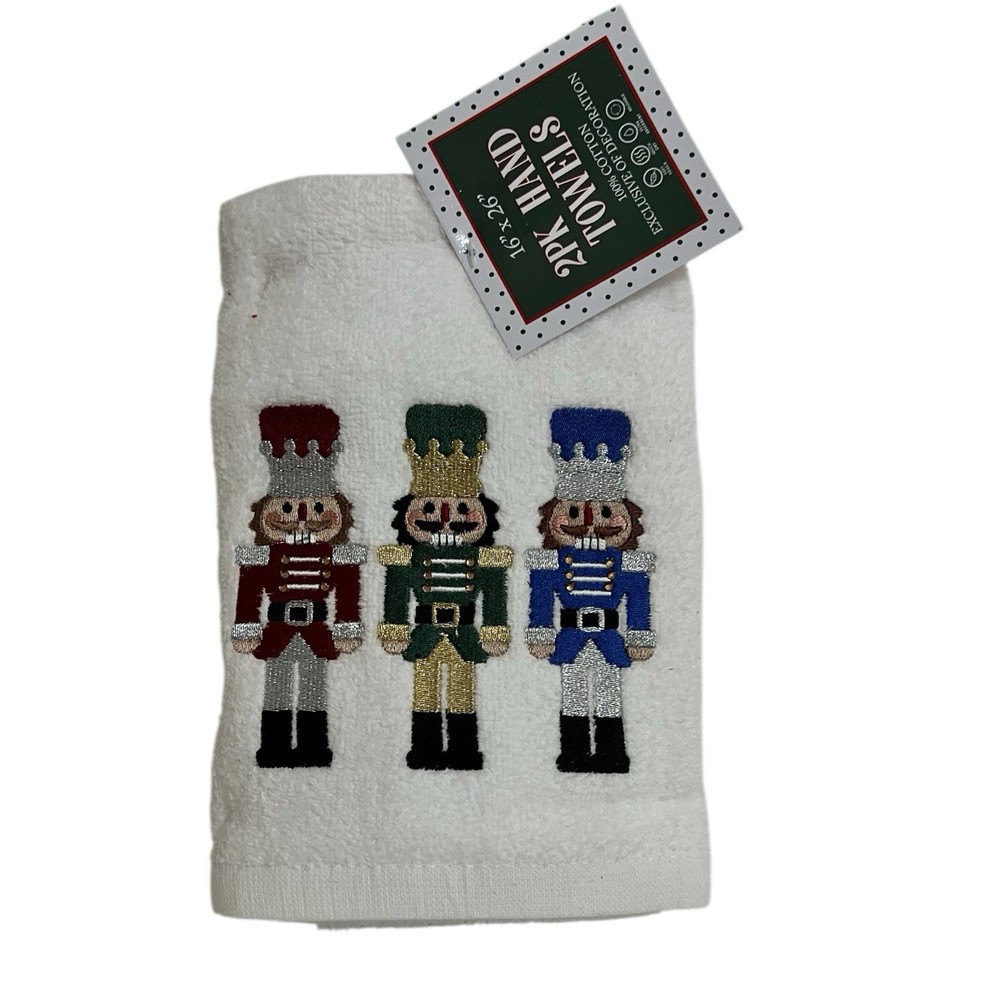 Hand Towels Set of 2 Nutcracker Soldiers Trio Christmas Holiday Appliqué