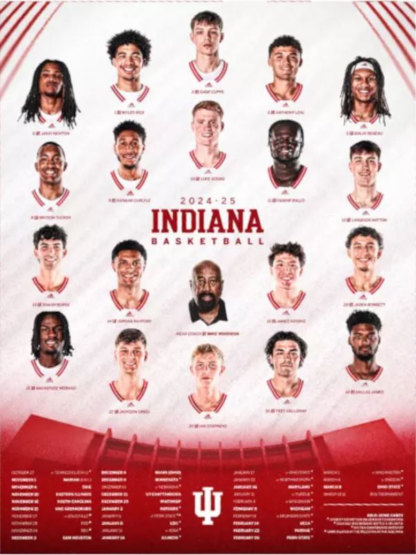 PRESALE - Indiana University Hoosiers 2024-25 Men's Basketball Schedule Poster-image
