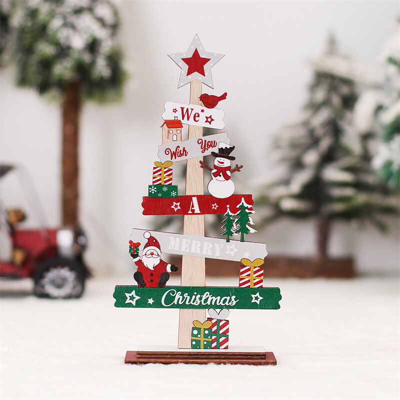 Wooden Painted Faceless Christmas Ornament for Home Decor