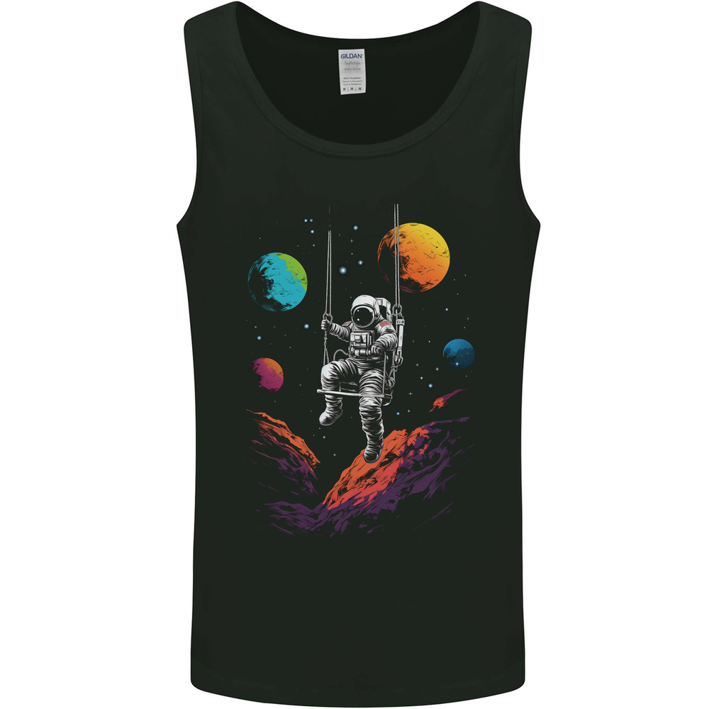 Cosmic Swing Fantasy Astronaut in Space Planets Mens Vest Tank Top