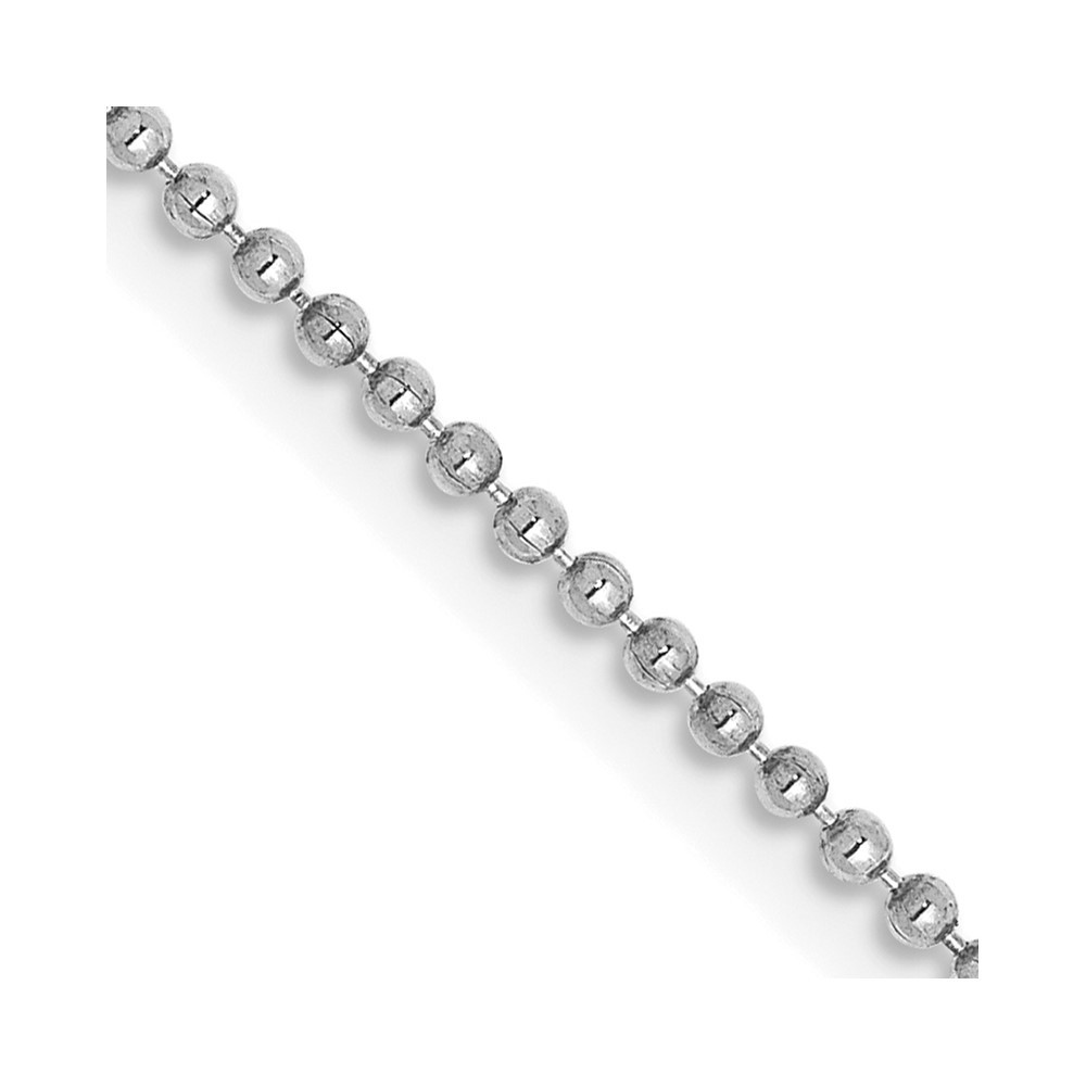 14K White Gold 1.2mm Beaded with Lobster Clasp Pendant Chain Necklace 24