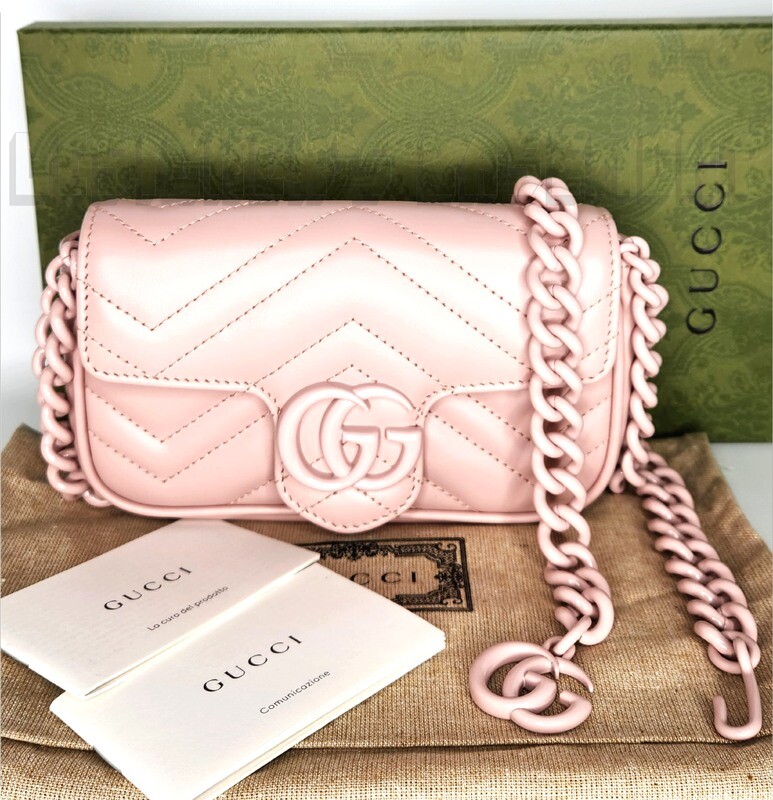 GUCCI Mini GG MARMONT Matelasse Leather Convertible Chain Shoulder Belt Bag  