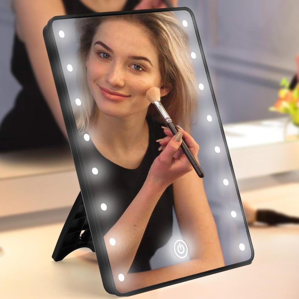 Schliersee 16 LED Lighted Makeup Mirror 8.9x6.5 inches Black