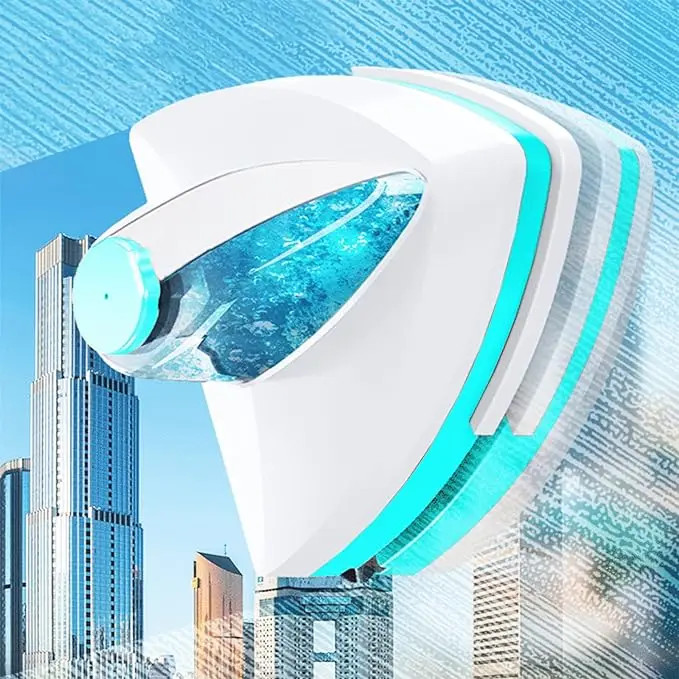 Double Sided Magnetic Window Cleaner with Auto Drainage for Sparkling Glass-image