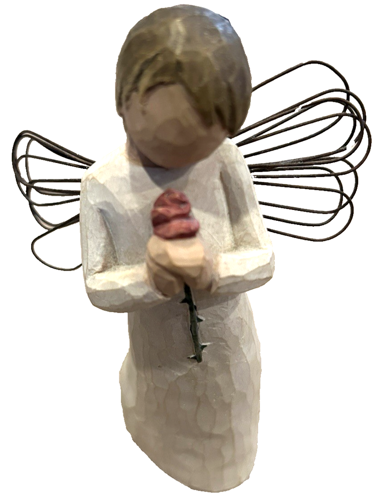 Willow Tree Angel Loving Angel Holding Rose Figurine 2002 Susan Lordi EUC AP