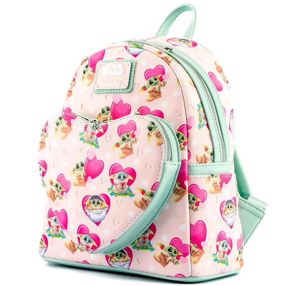 ✿ New LOUNGEFLY DISNEY Star Wars Backpack MANDALORIAN BABY YODA Grogu Sweetheart