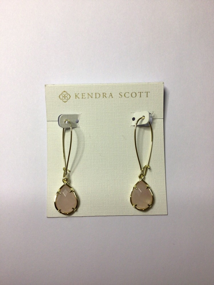 2025 Kendra Scott Gold Rose Pink Dee Teardrop Dangle Earrings NWOT