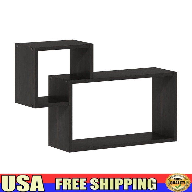 Wall Mount Floating Cube Shelves Set of 2 Geometric Display Storage Units