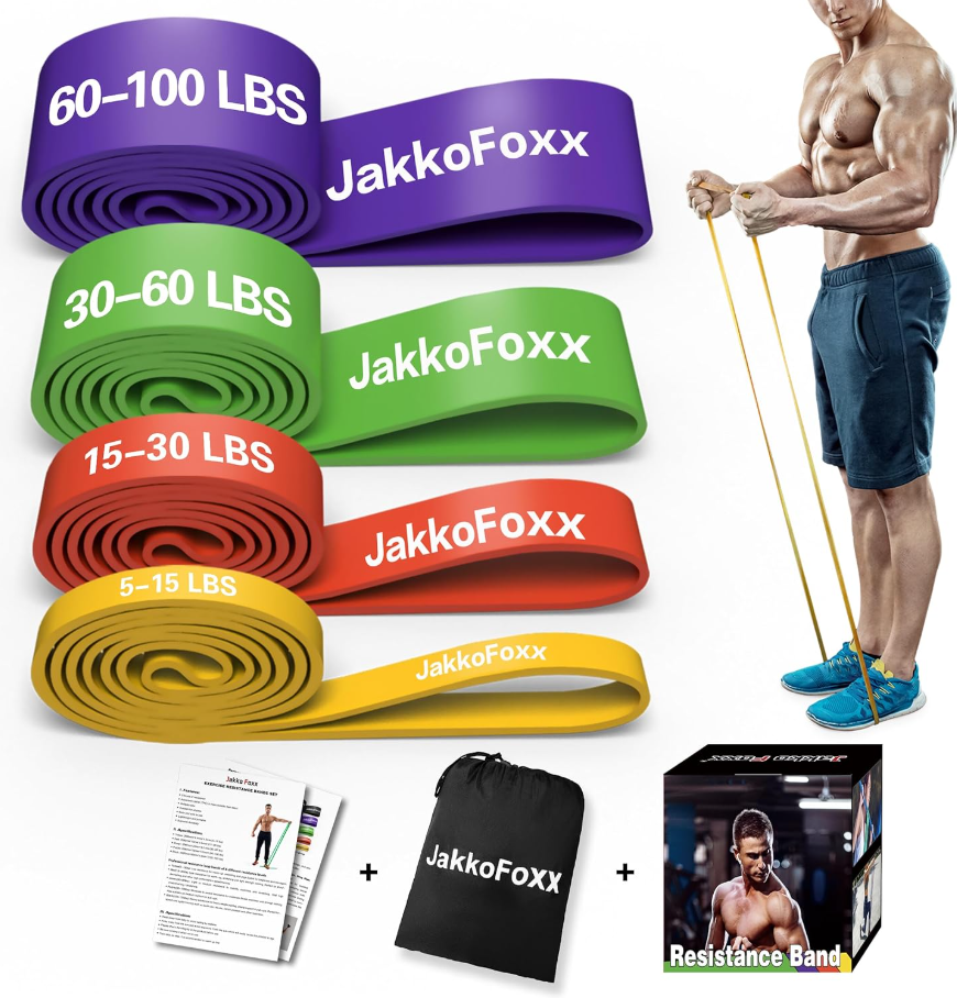 Resistance Bands Set, 4 Pull Up Bands for Men & Women |Portable Exercise Workout