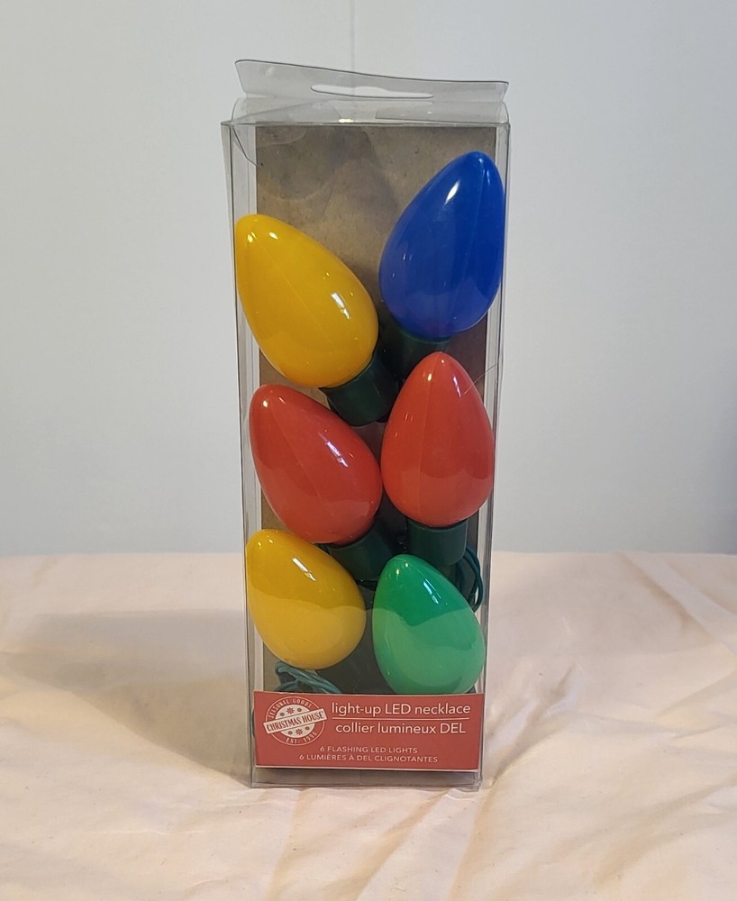 Seasonal Goods Christmas House light-up LED necklace 6-piece (IN BOX)-image