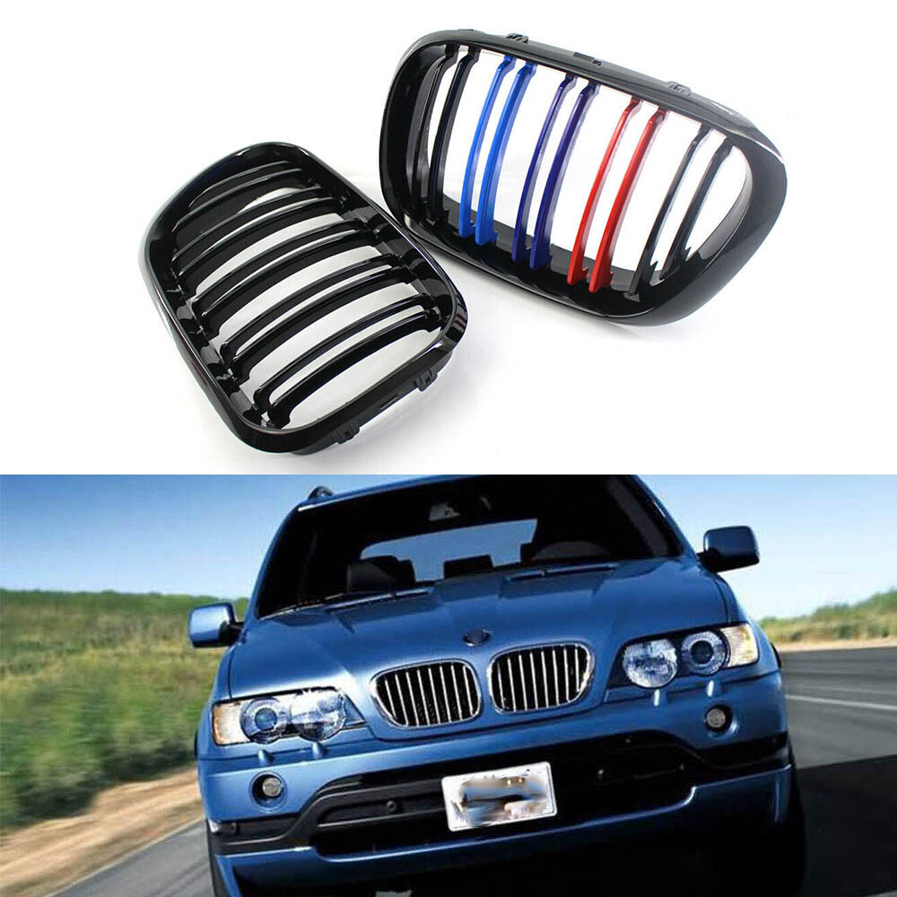 Car Front Grille Gloss M Color Dual Slat for BMW X5 E53 99-03 Pre-LCI