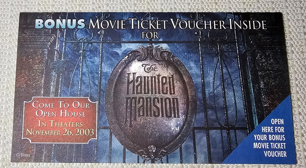 Rare 2003 Movie Ticket Voucher For Disney's The Haunted Mansion-image