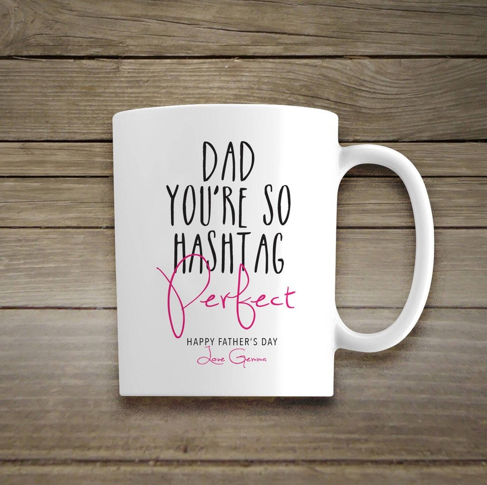 Personalised Ceramic Mug Name Fathers Day Gift Double Sided Unique Design Dad