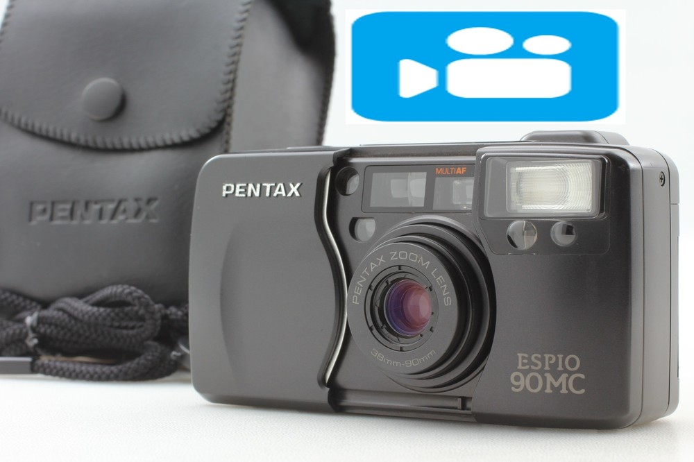 RARE Black 🎦VIDEO👀🌟N MINT🌟 Pentax Espio Silver 90MC Point & Shoot JAPAN
