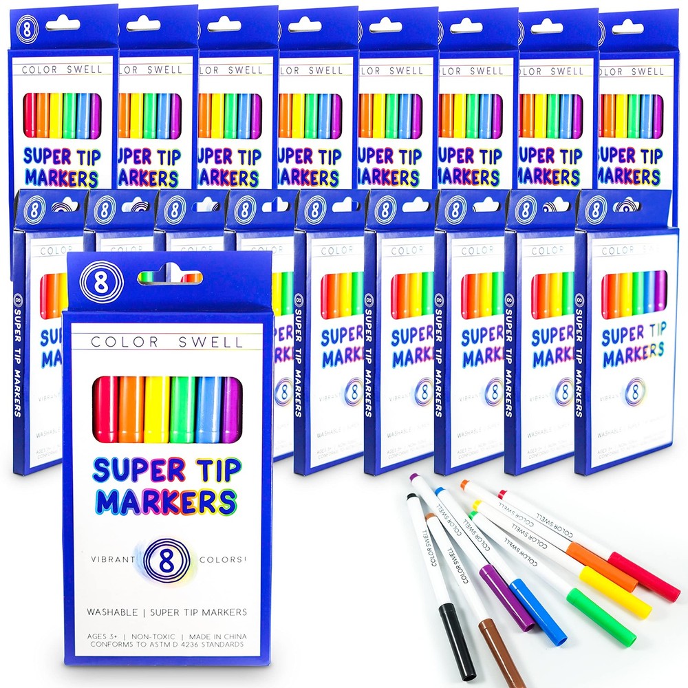 Bulk Markers 144-Count Super Tip Set 18 Packs of 8