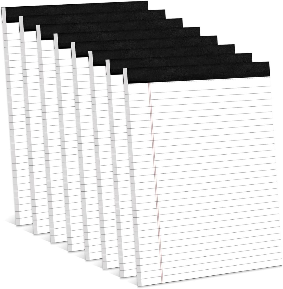 8 Pack White Legal Pads 8.5 x 11 Wide Ruled Note Pads 8.5 x 11