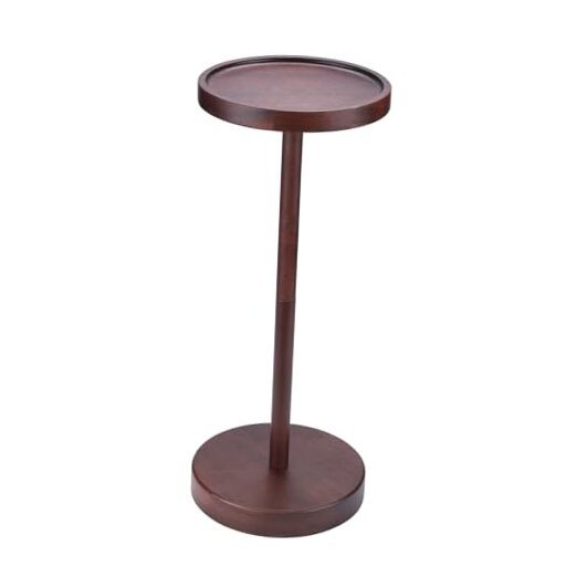Solid Acacia Wood Pedestal End Table - Small Round Martini Table