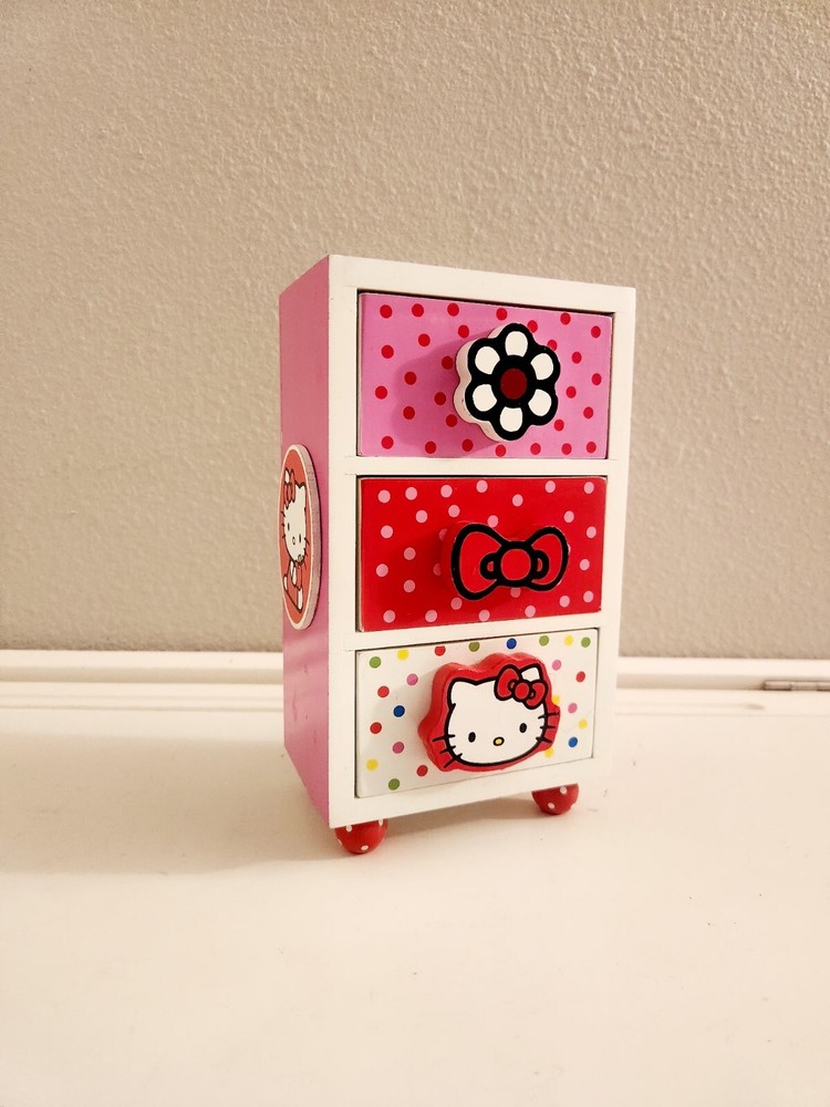 Hello Kitty Mini Dresser Real Drawers Jewelry Box Storage Box 2011 Sanrio