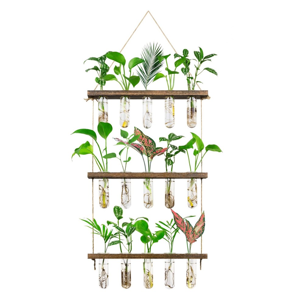 3 Tier Large Wall Hanging Wooden Plant Terrarium Propagation Station