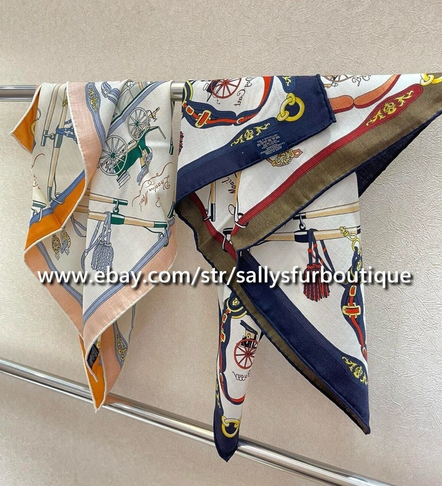 Sallys 70% Cashmere & 30% Silk Carriage Print Double Face Neck Collar Scarf 26
